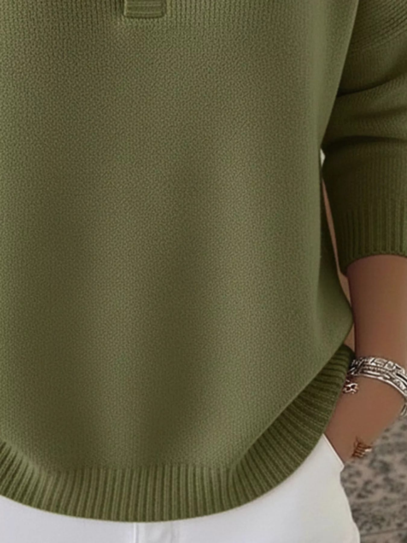 Trendsi Full Size Button Detail Ribbed Knit Sweater Plus Size -