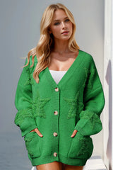Trendsi Double Take Full Size Button Up Star Pattern Cardigan - Shirts
