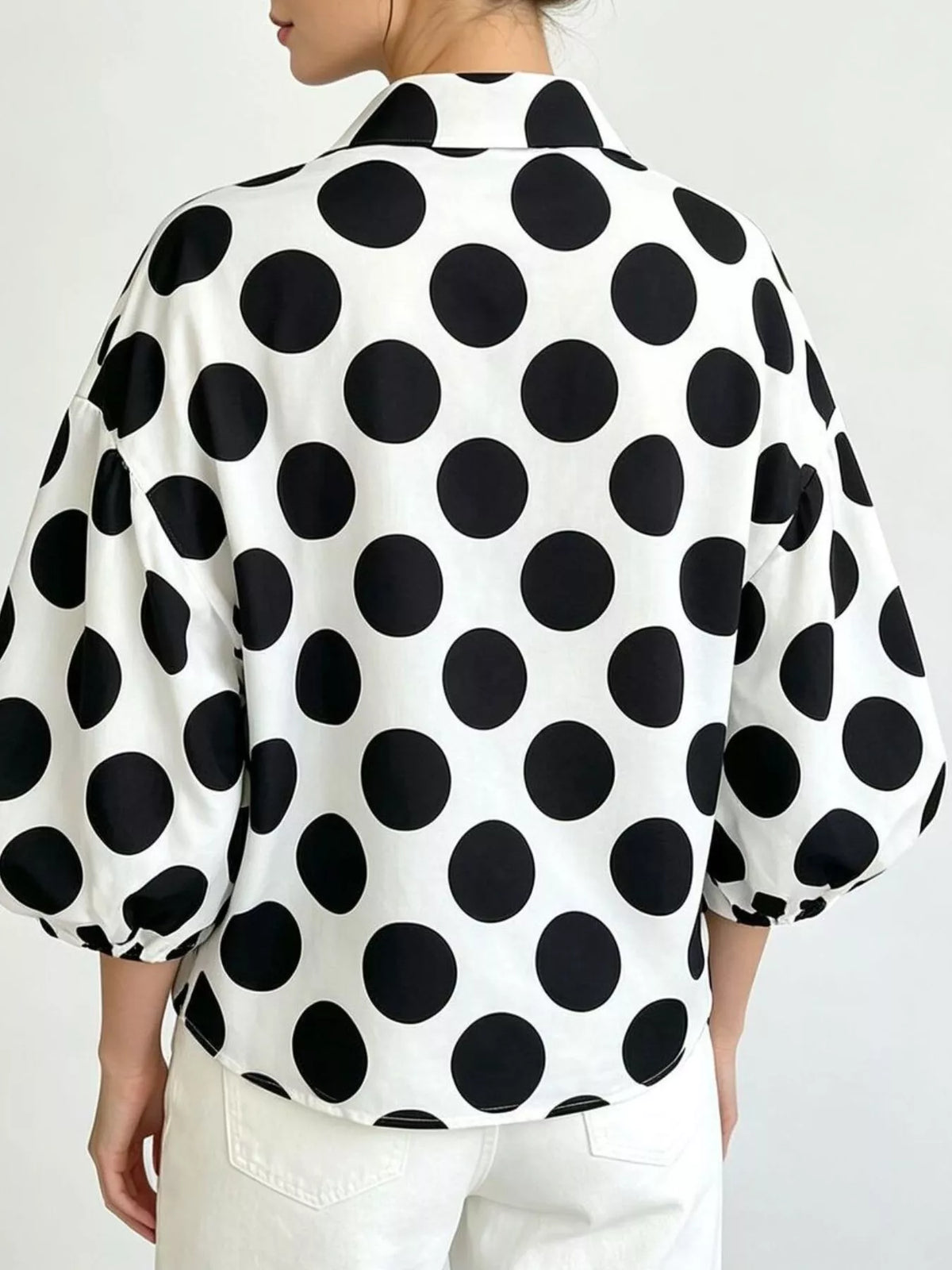 Polka dot puff sleeve shirt