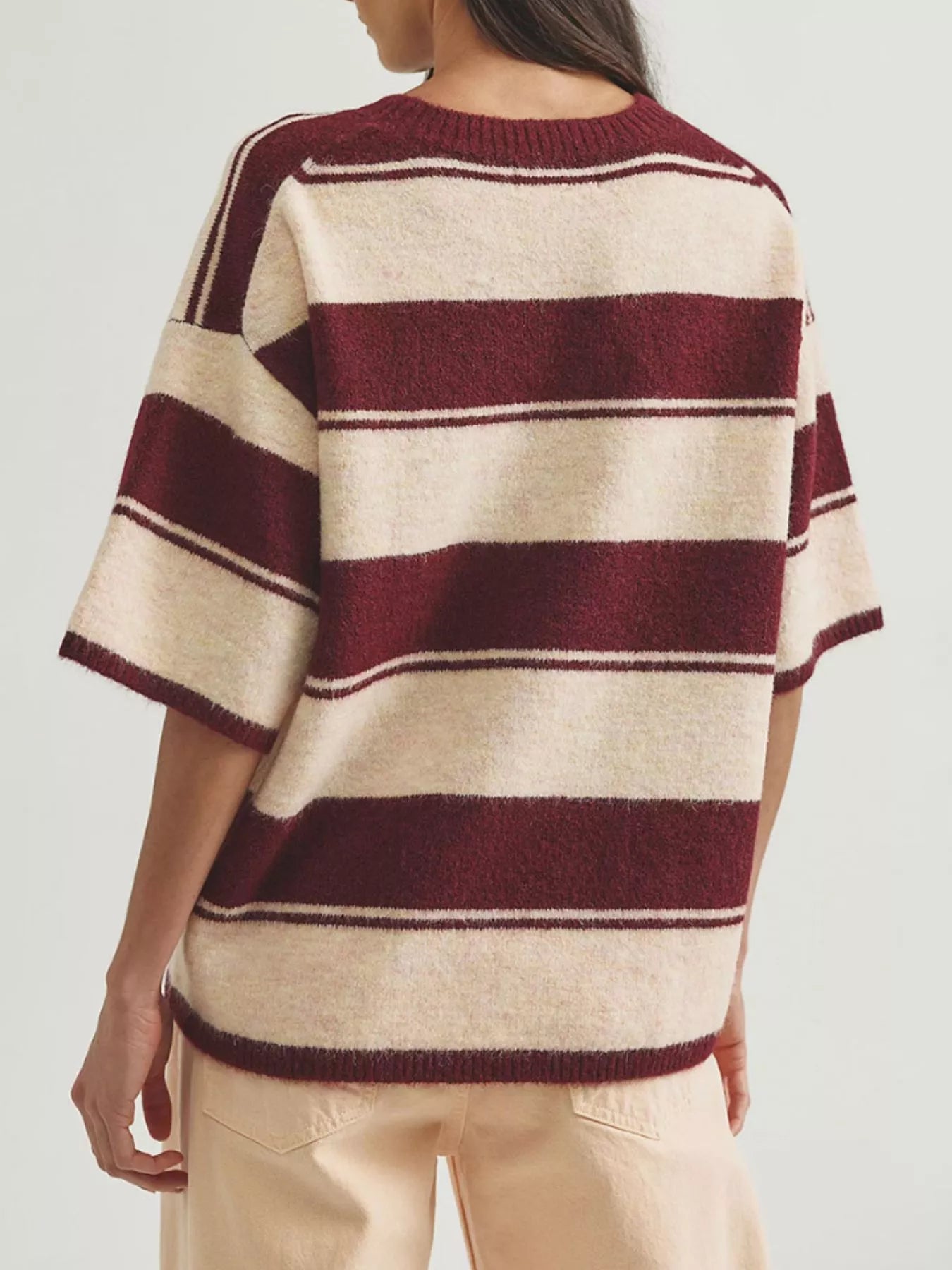 Trendsi Striped Half Sleeve Sweater -