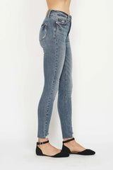 Trendsi Judy Blue Full Size Tummy Control Vintage Wash Hem Destroy Skinny Jeans - Pants