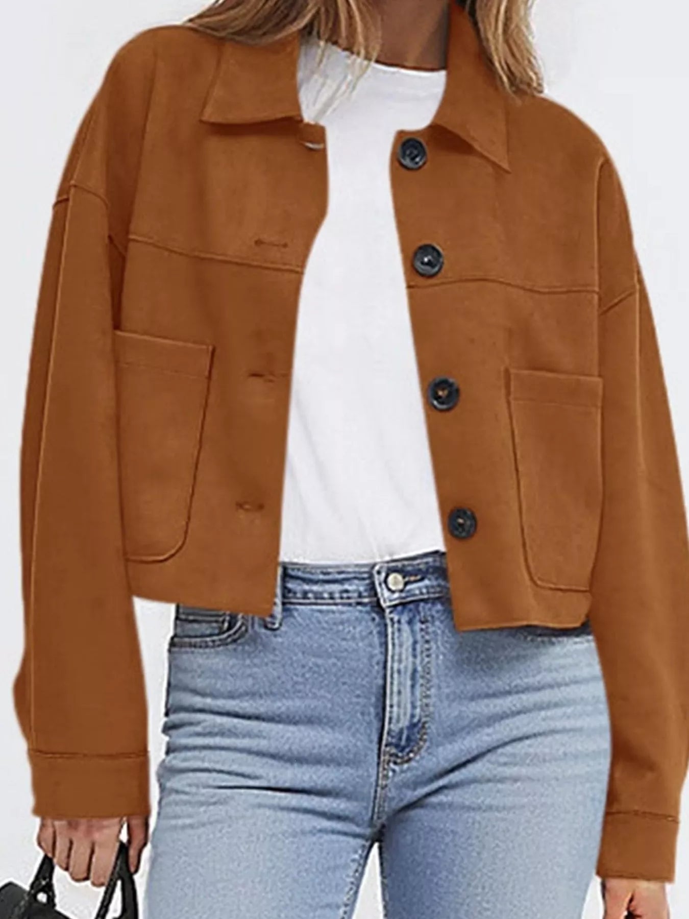 Trendsi Button-Down Cropped Jacket -