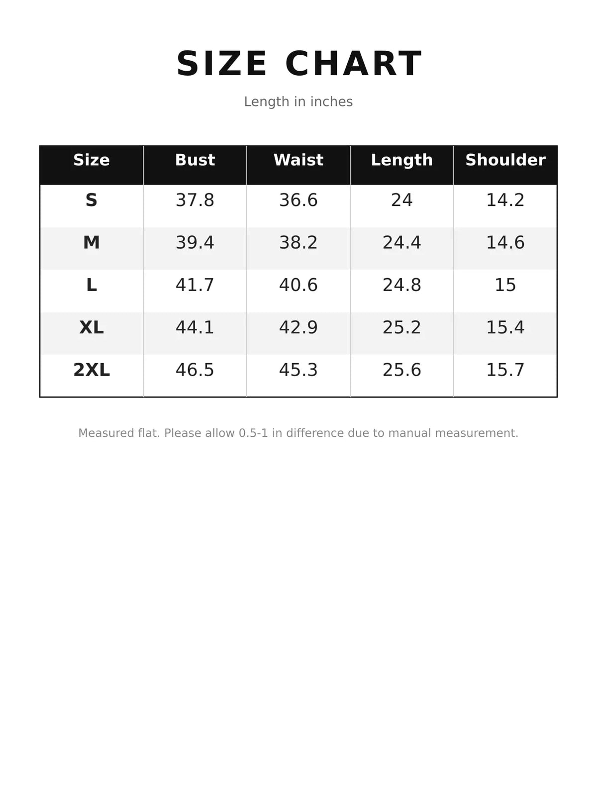 Size chart for contrast trim ruffle sleeve tie-front blouse