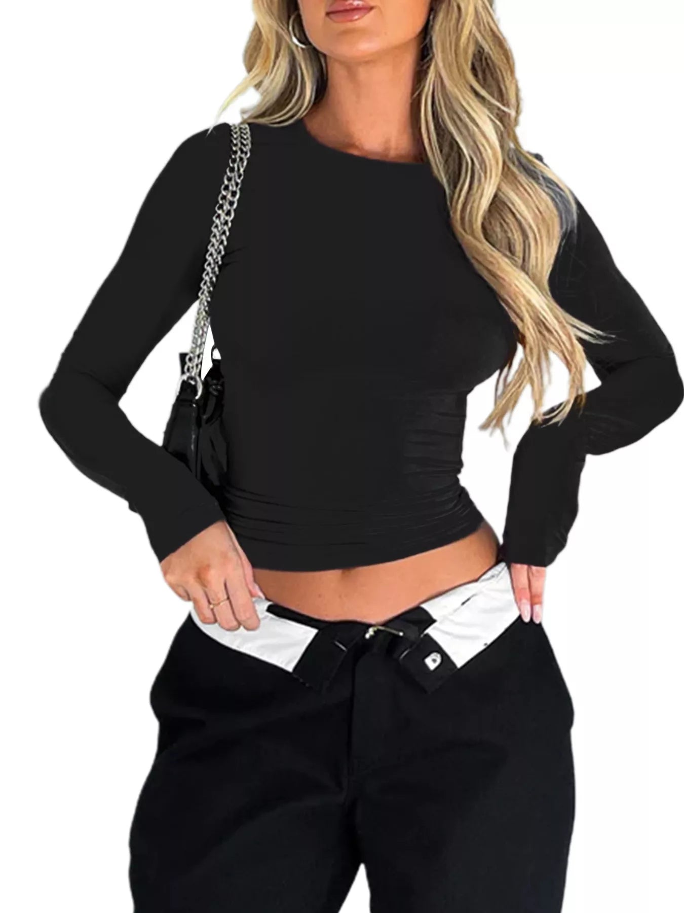 Trendsi Ruched Long Sleeve T-Shirt -