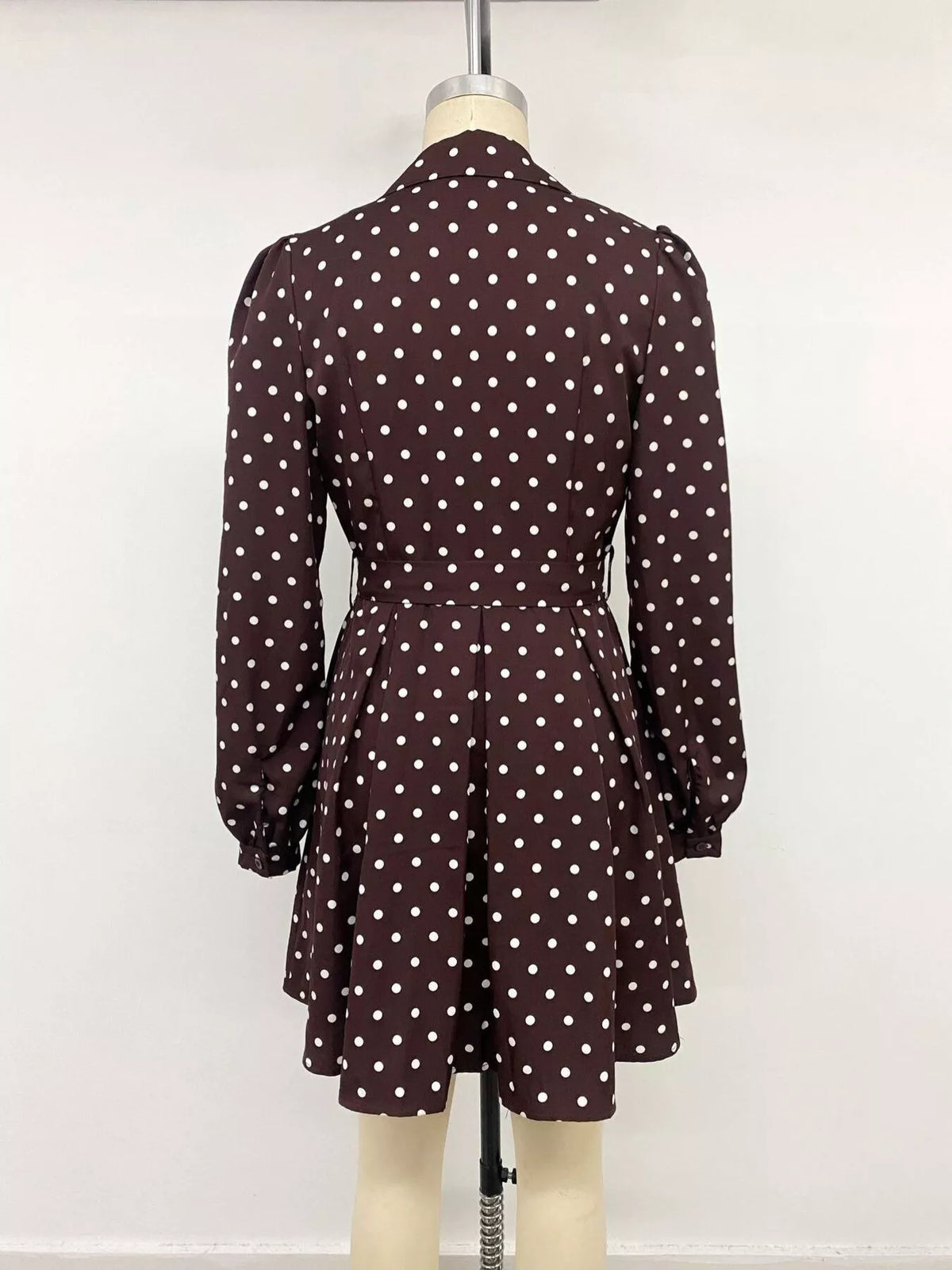 Trendsi Polka Dot Long Sleeve Shirt Dress -