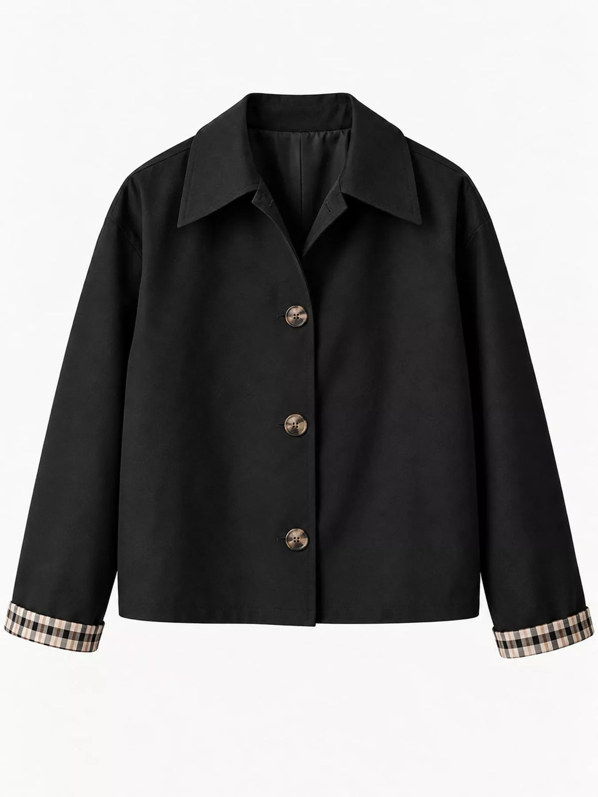 Cropped trench jacket, black hanging front