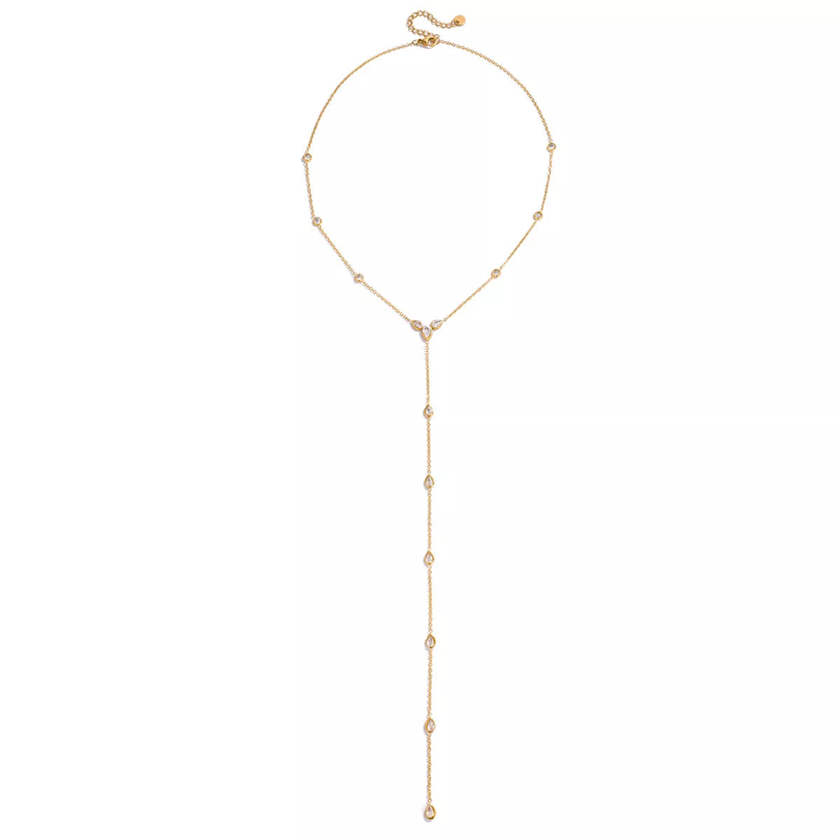 Trendsi 18K Gold-Plated Zircon Chain Necklace -