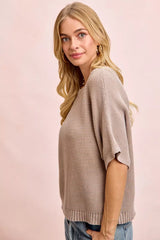 Trendsi BiBi Short Dolman Sleeves Washed Knit Top - Shirts
