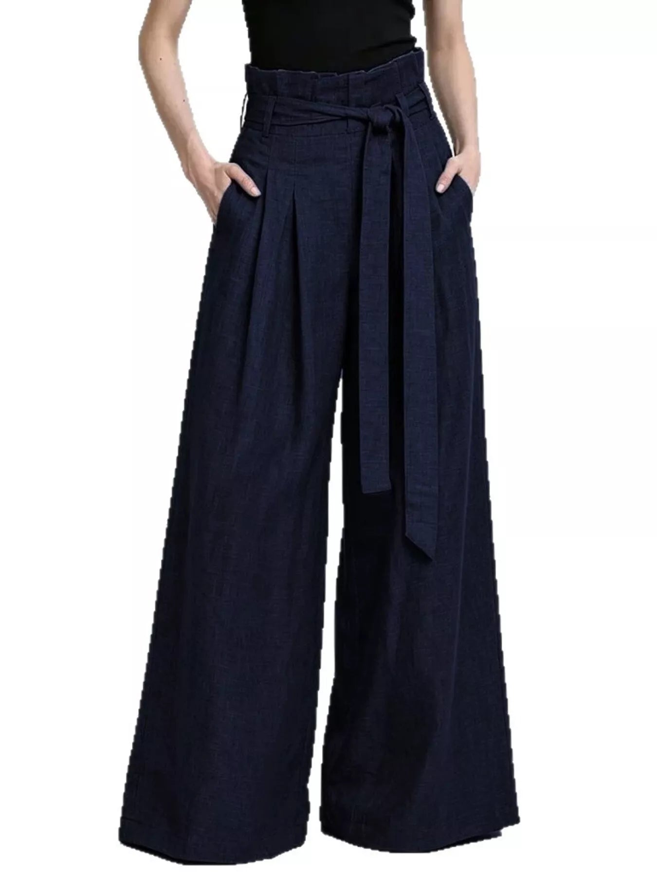 Trendsi Full Size Wide-Leg Paperbag Waist Pants Plus Size -