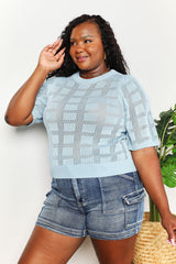 Trendsi Mandy Ribbed Trim Round Neck Knit Top -