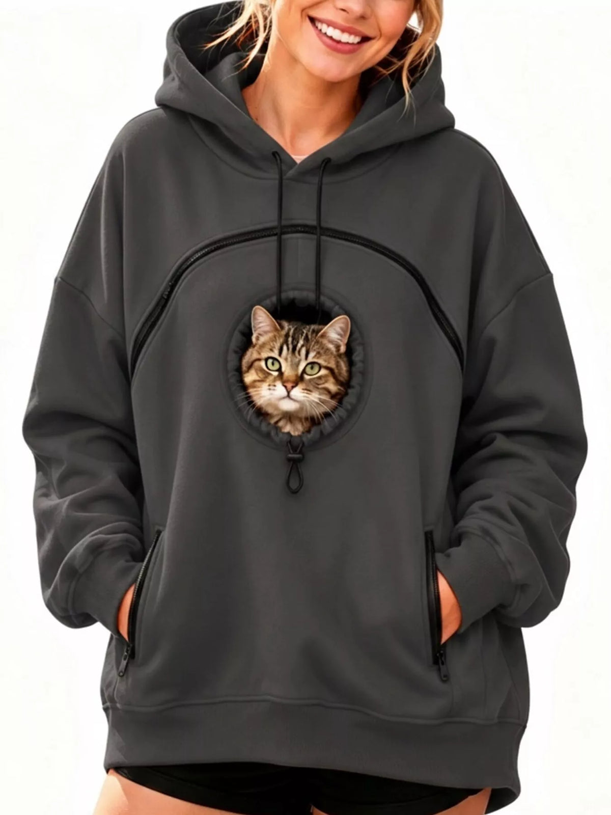 Dark Gray kangaroo pet pouch hoodie