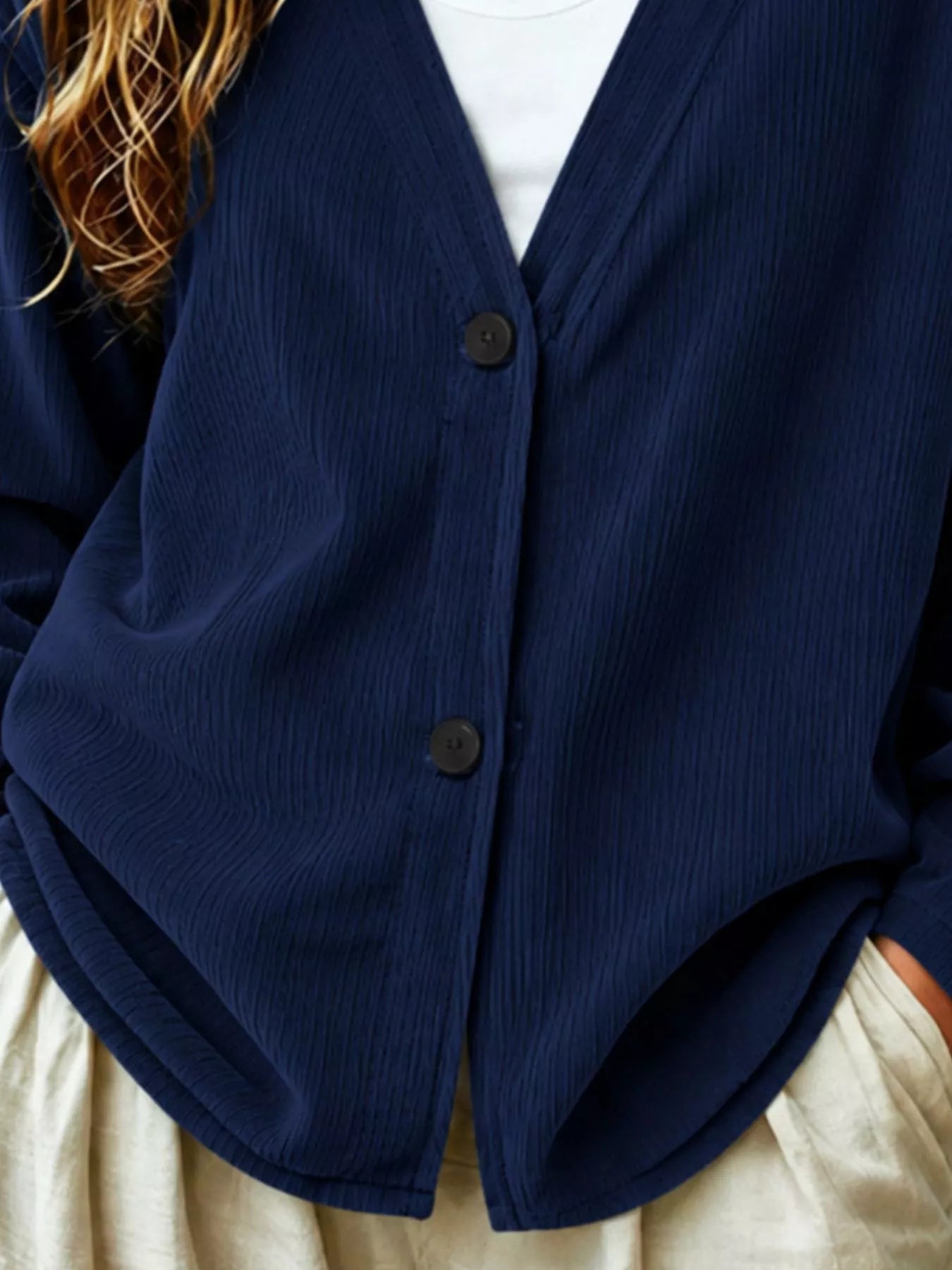 Trendsi Casual Corduroy Button-Up Cardigan -