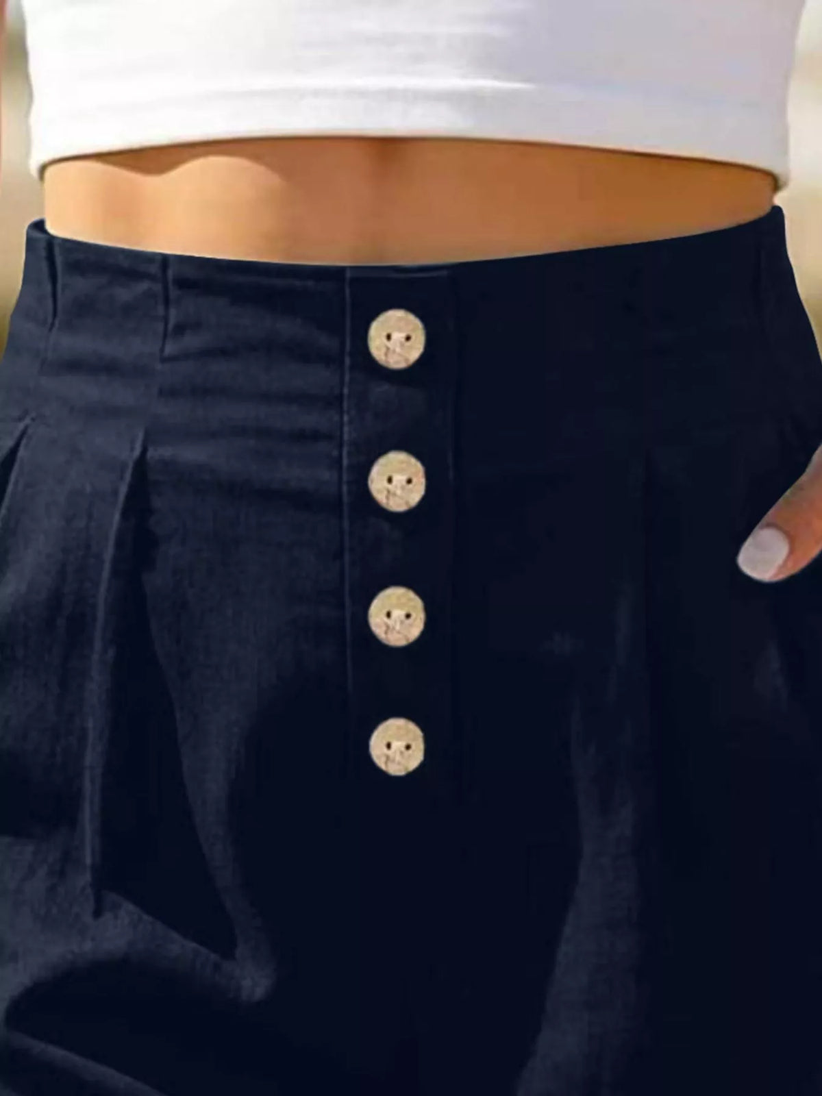 Trendsi Button Fly High Waist Shorts -