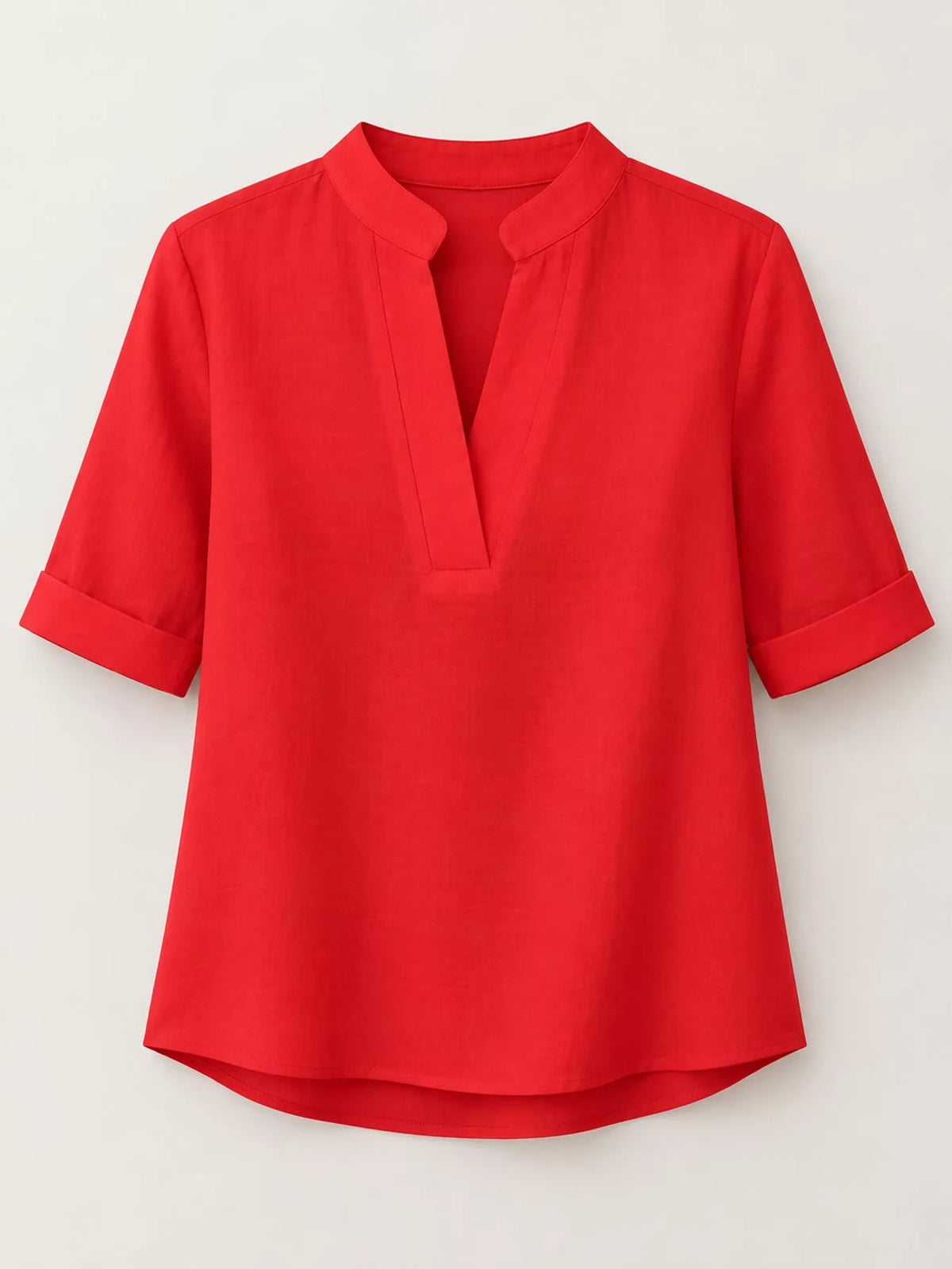 Notched-neck blouse, red flat front