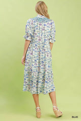 Trendsi Umgee Print Tiered Midi Dress -