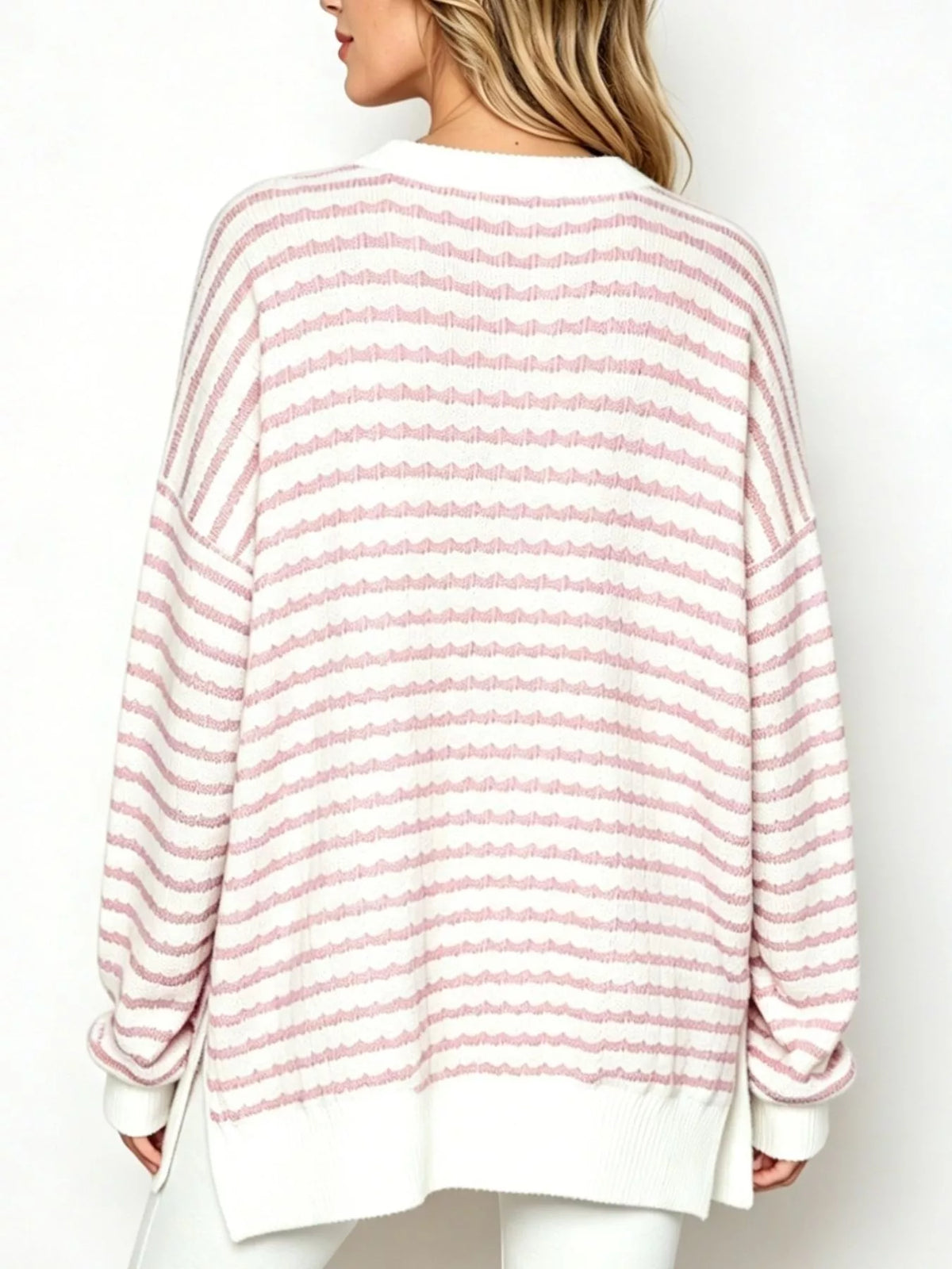 Trendsi Oversized Striped Crew Neck Sweatshirt -