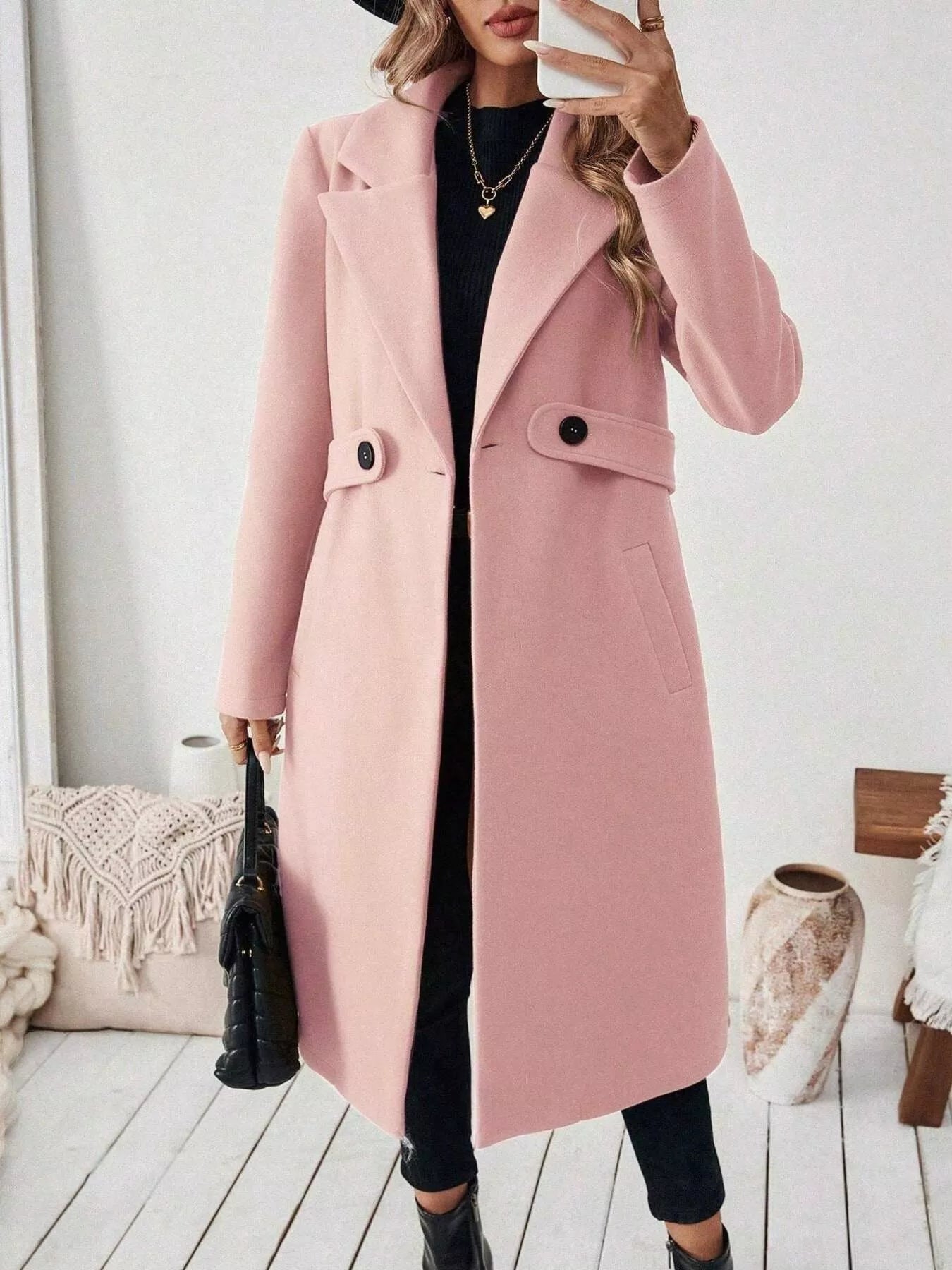 Trendsi Single-Button Longline Coat -