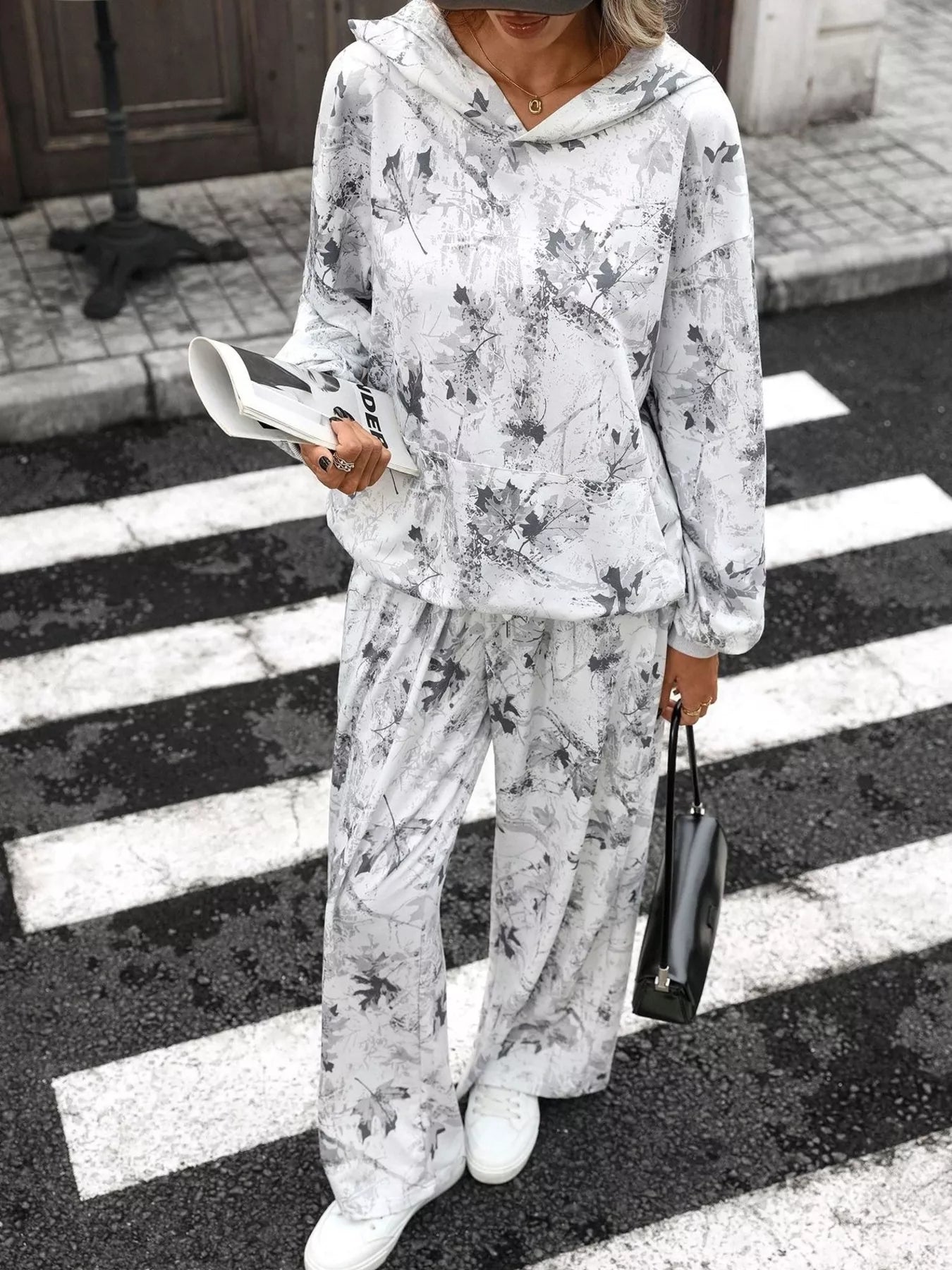 Trendsi Printed Long Sleeve Hoodie and Pants Set -