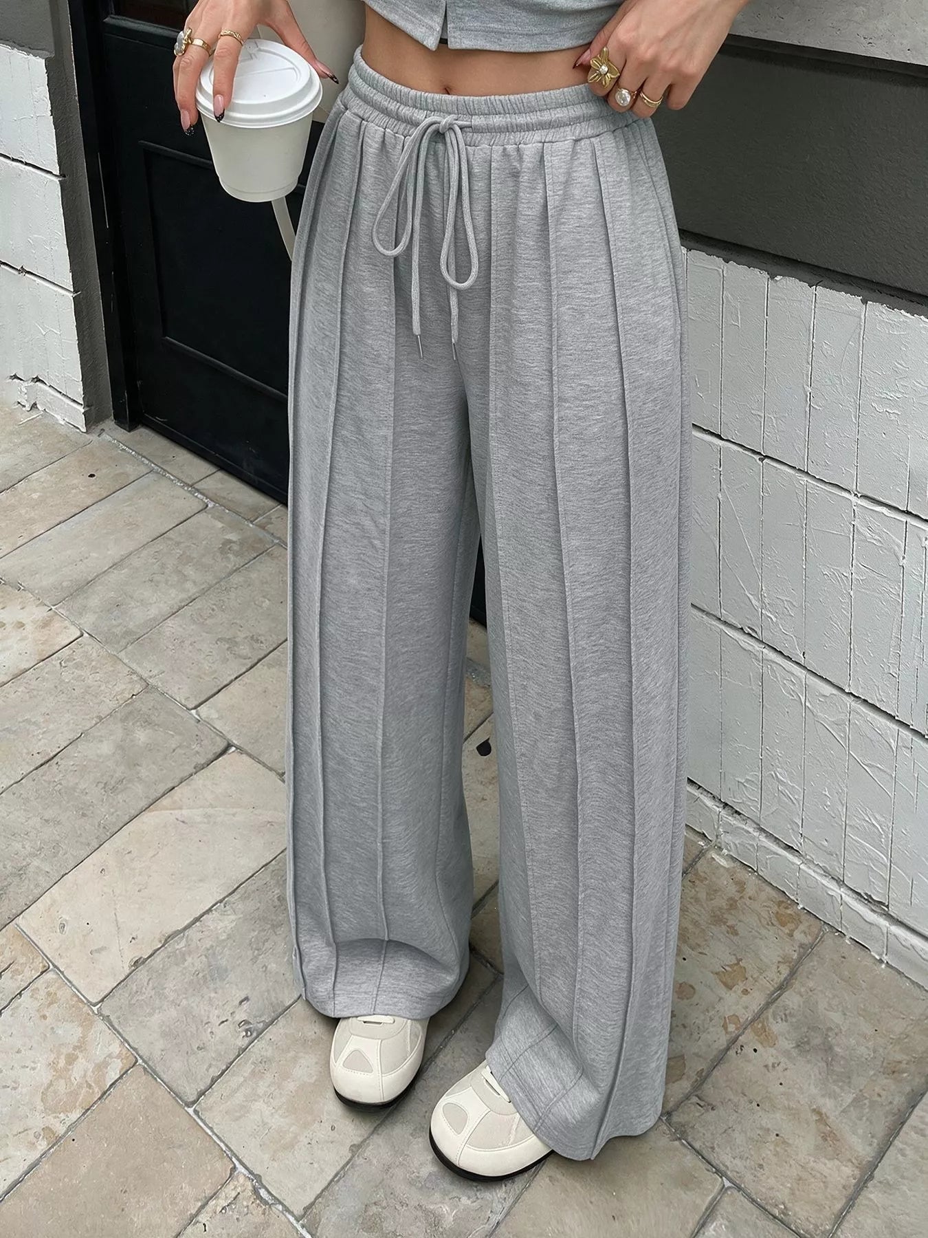 Trendsi Drawstring Wide-Leg Sweatpants -