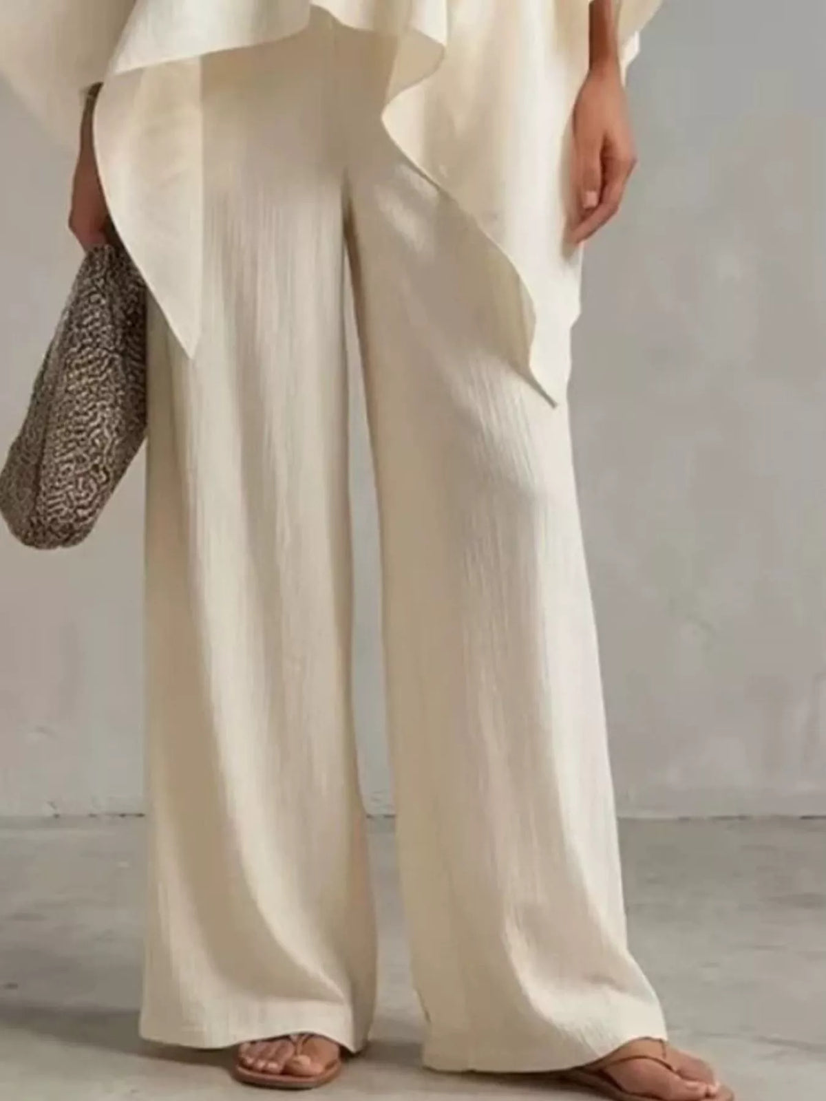 Loose-Fit V-Neck Top and Pants Set