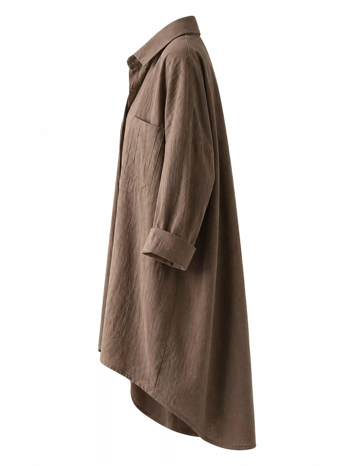 Cotton chest-pocket shirt, brown side