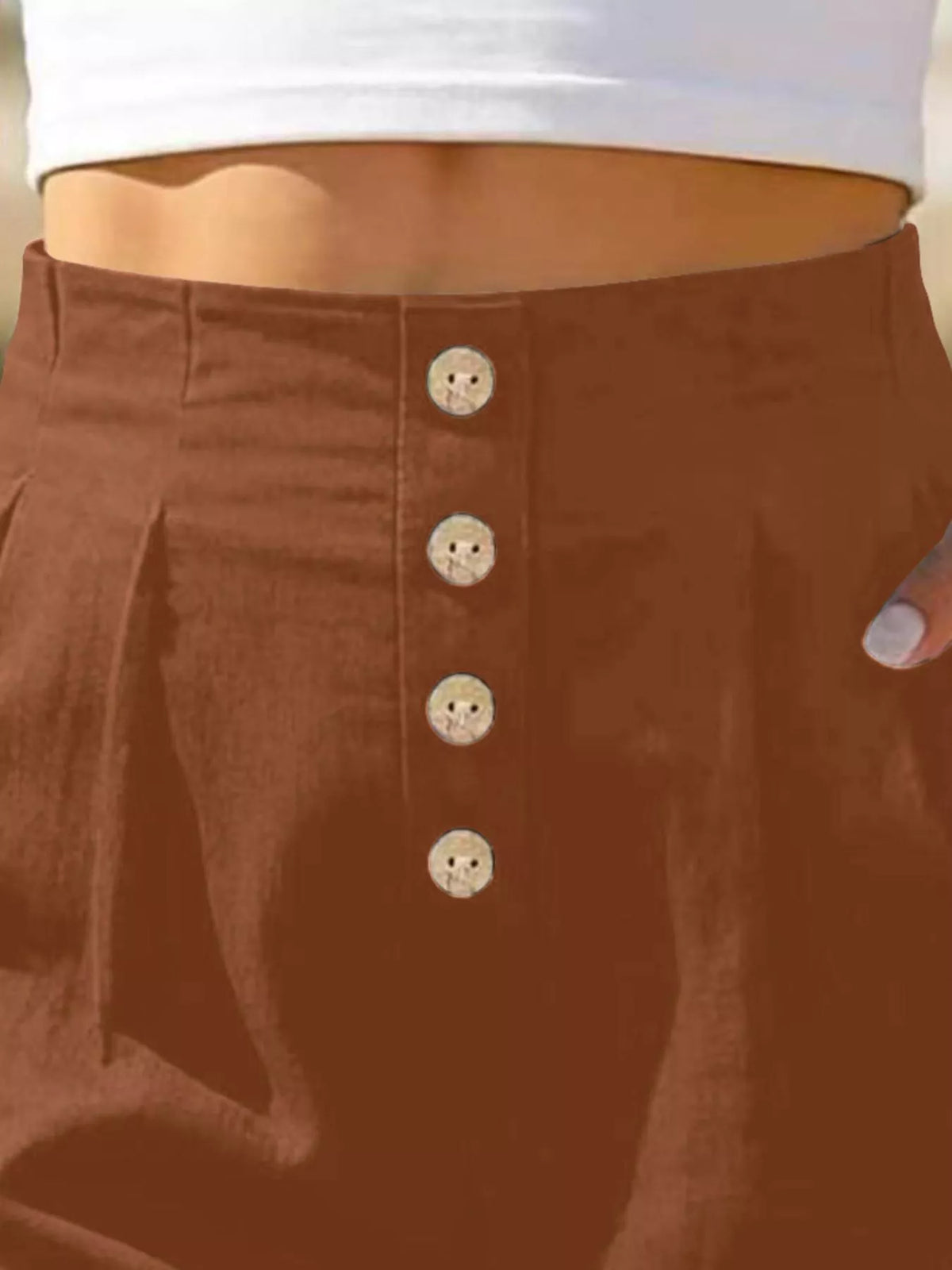 Trendsi Button Fly High Waist Shorts -