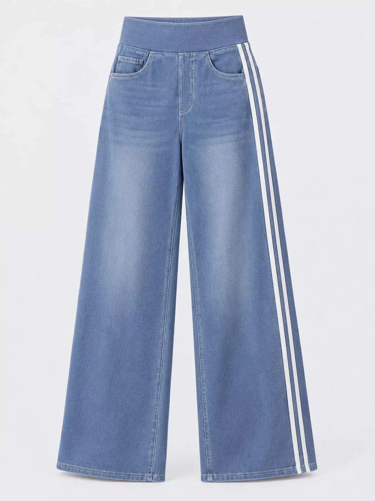 Wide-Leg Side-Stripe Jeans in blue