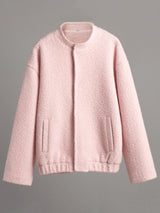 Trendsi Double Take Plush Mock Neck Snap Down Jacket with Pockets -