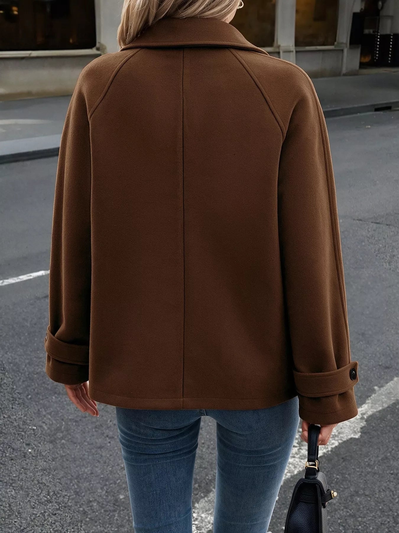 Trendsi Single-Breasted Raglan Sleeve Outerwear -