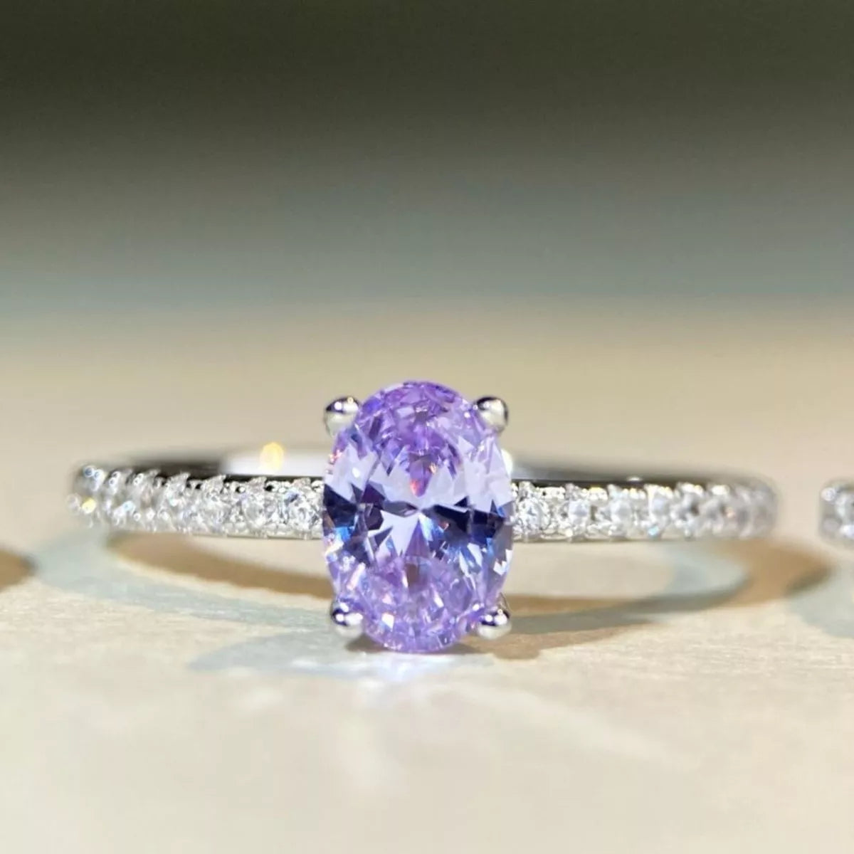 Trendsi 925 Sterling Silver Zircon Oval Ring -