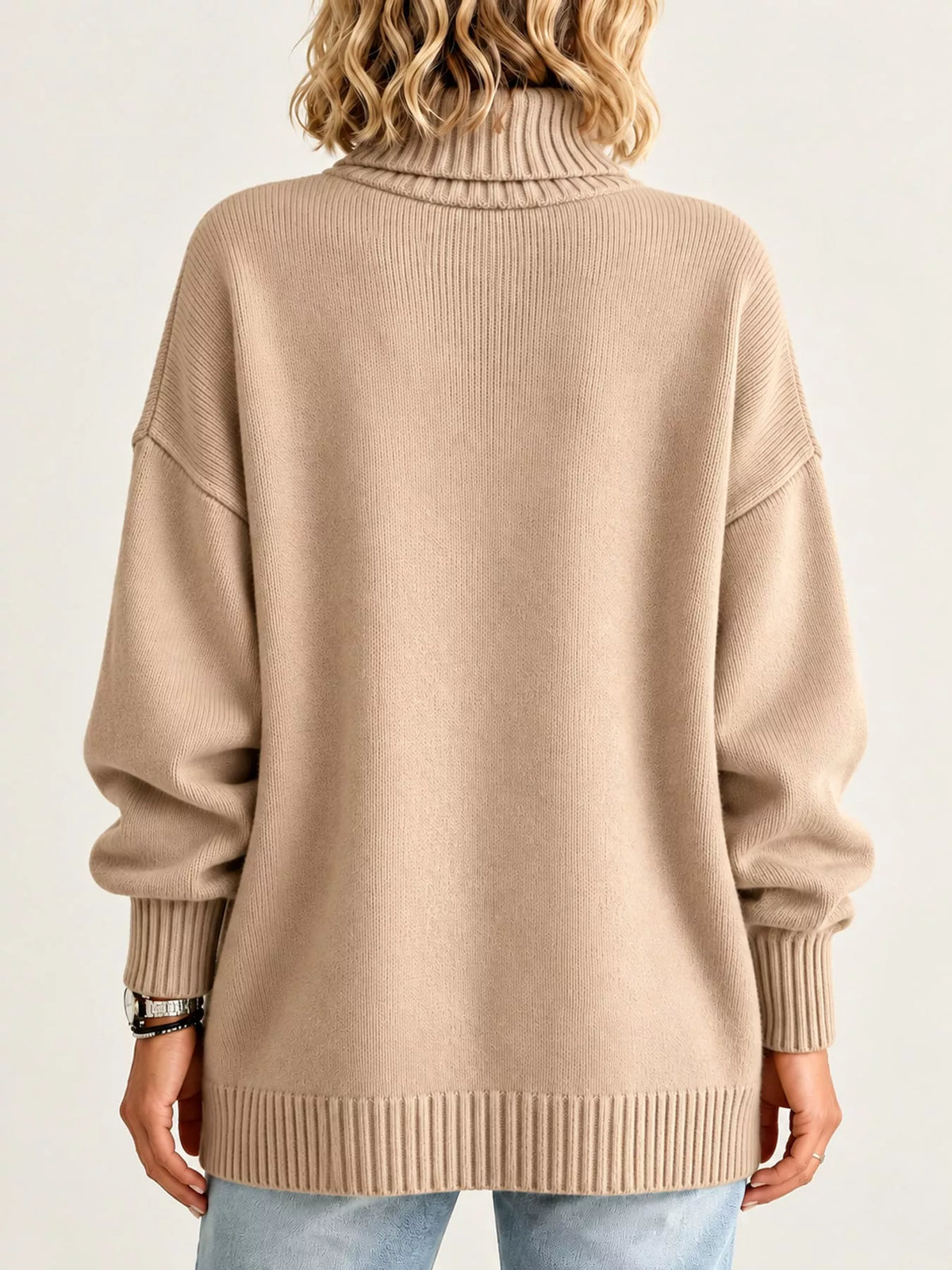 Oversized Turtleneck Pullover Sweater — back view
