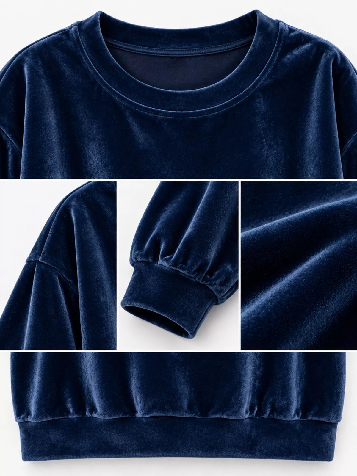 Crew-neck sweatshirt, navy detail collage