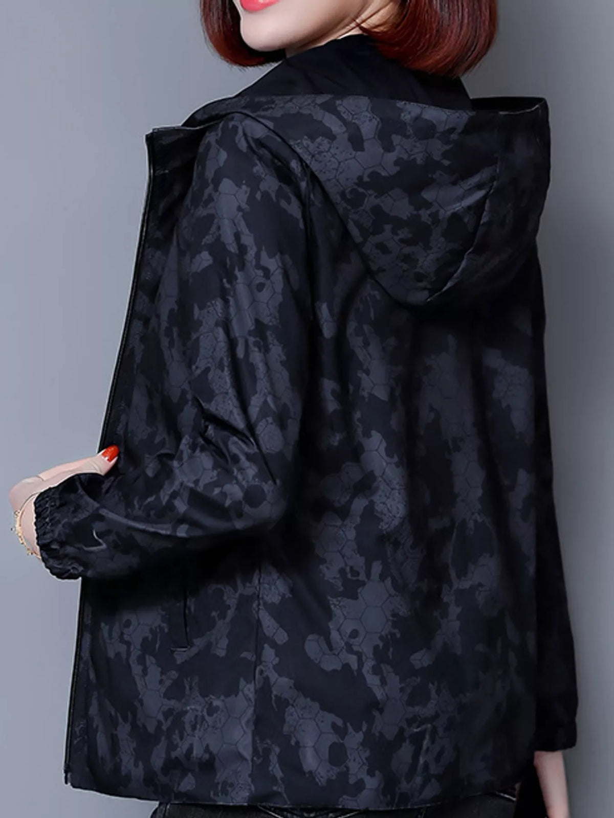 Zip-Up Hooded Jacket — back view