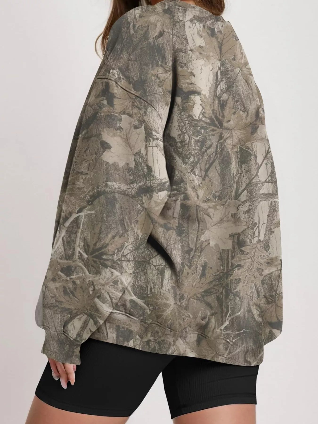 Trendsi Oversized Printed Crew Neck Sweatshirt -