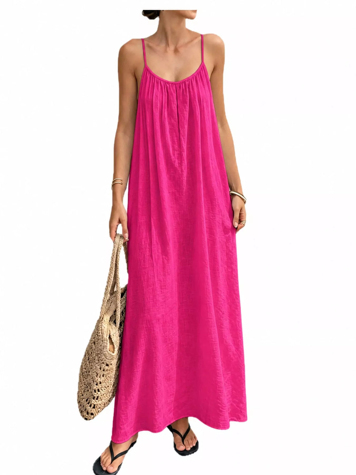 Backless Spaghetti Strap Maxi Dress — front view