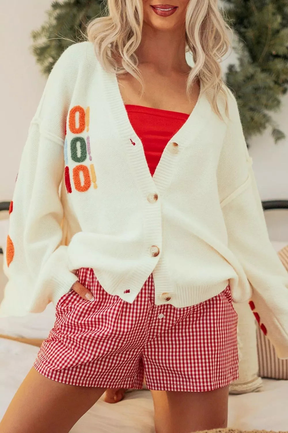 Trendsi 'HO HO HO' Button Up Knit Cardigan -