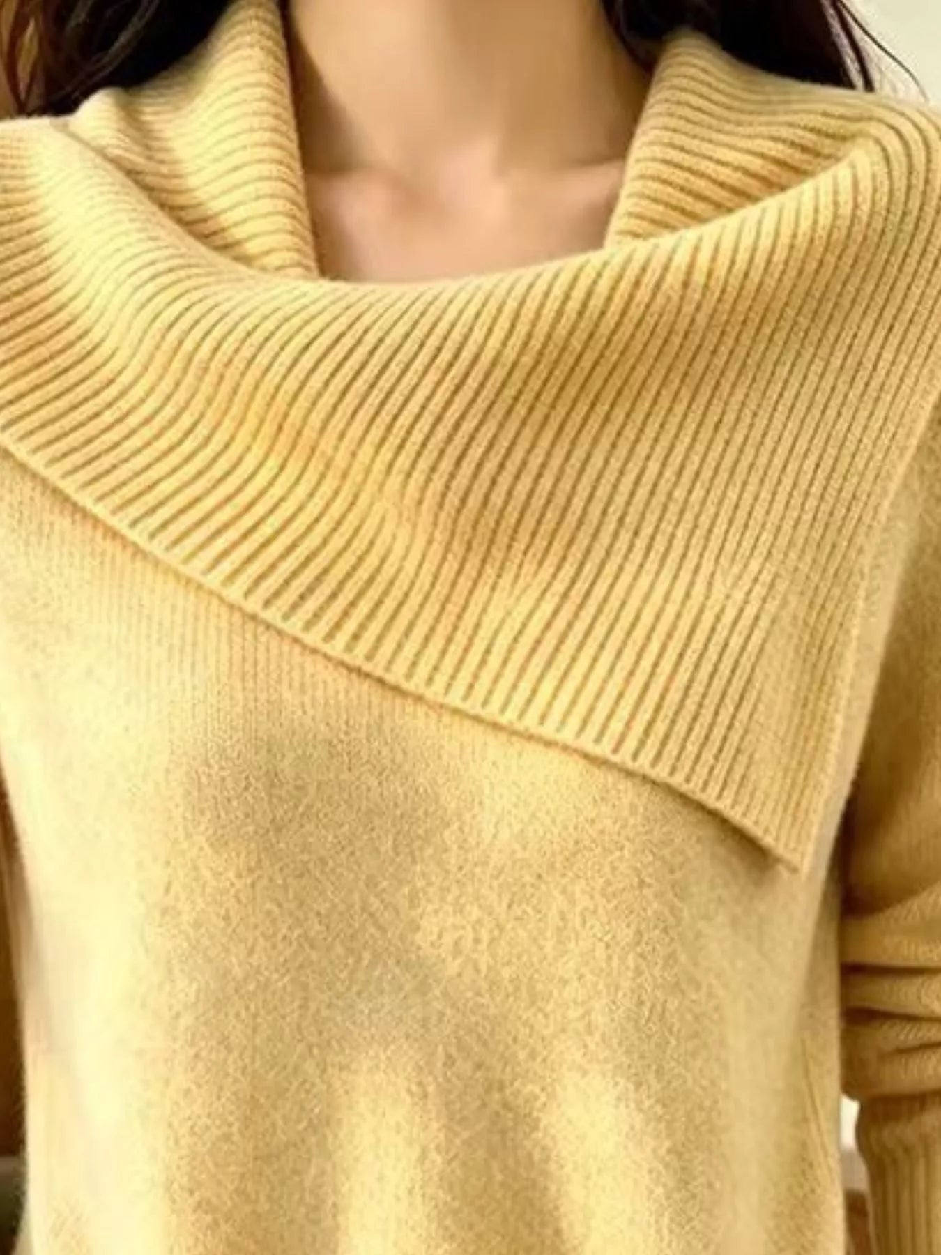 Trendsi Full Size Asymmetric Ribbed Collar Sweater Plus Size -