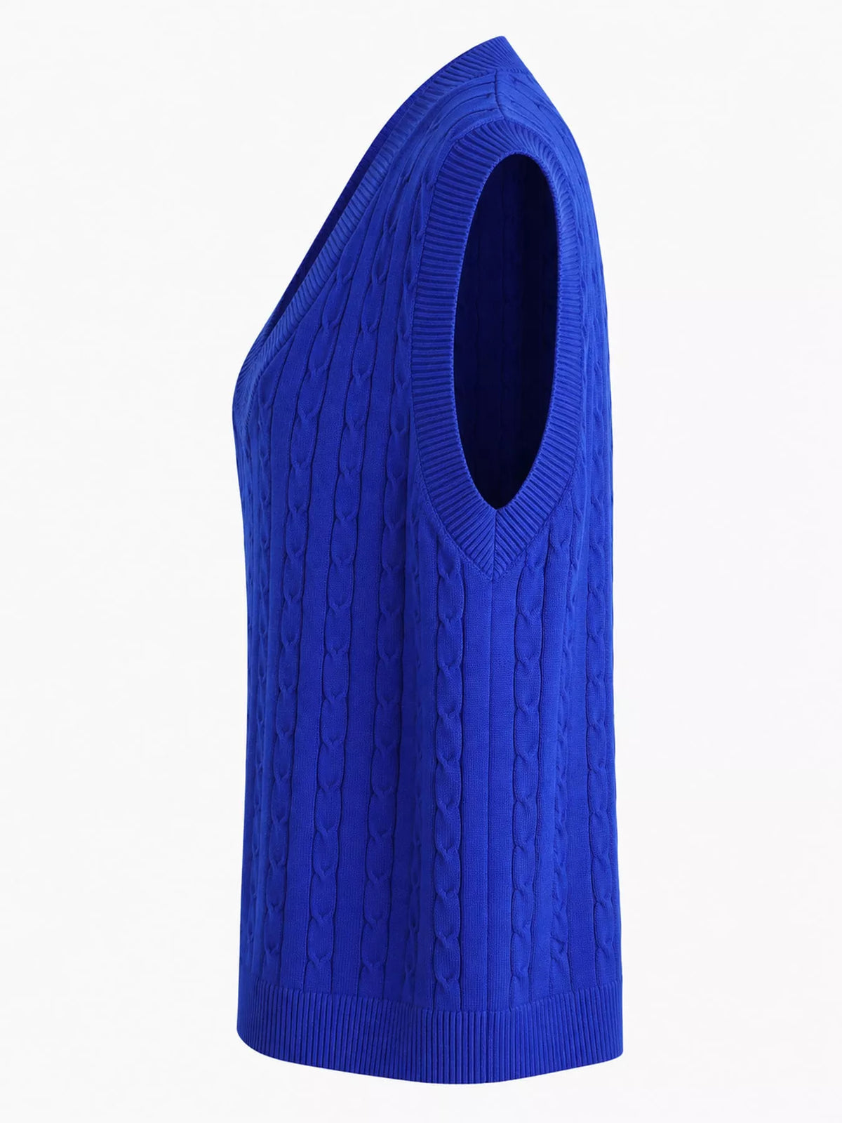 Cable-knit sweater vest, blue side