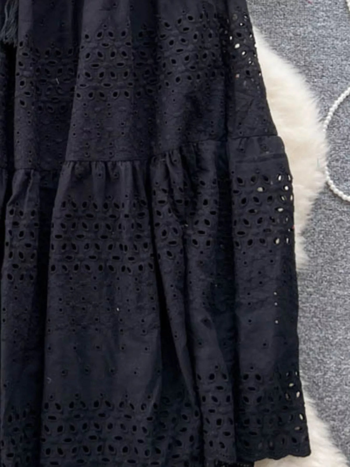 Trendsi Eyelet Tiered Maxi Skirt -