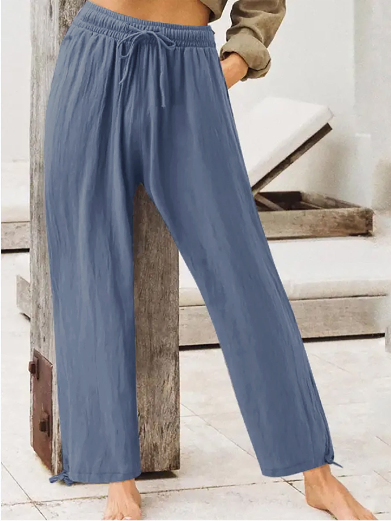 Trendsi Full Size Casual Drawstring Wide-Leg Pants Plus Size - Pants