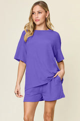 Trendsi Double Take Basic style Round Neck Solid Set -