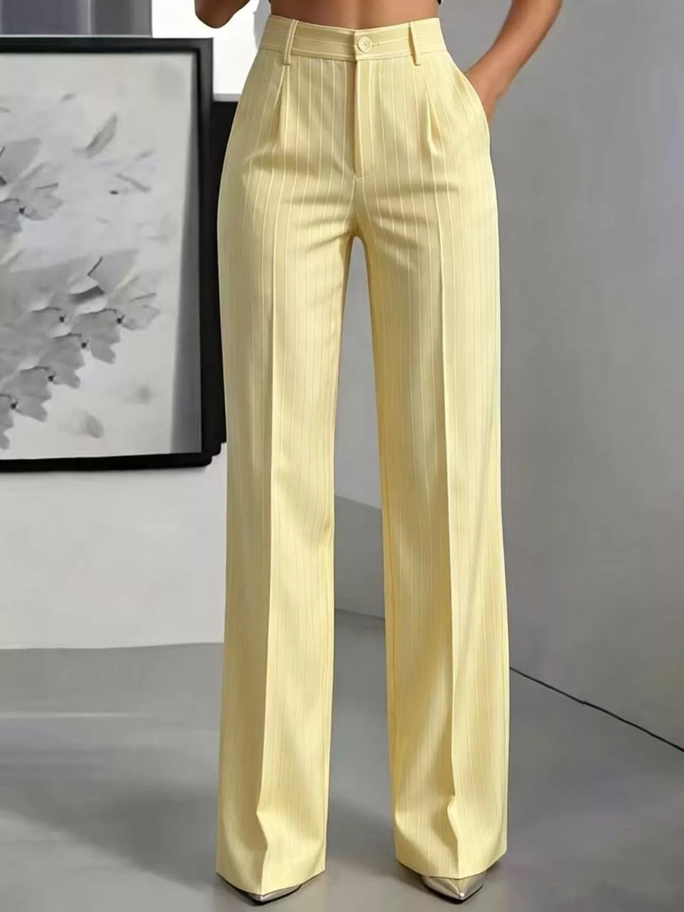 Trendsi High-Waisted Striped Wide-Leg Pants -