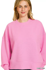 Trendsi Zenana Ribbed Round Neck Pullover and Shorts Set -