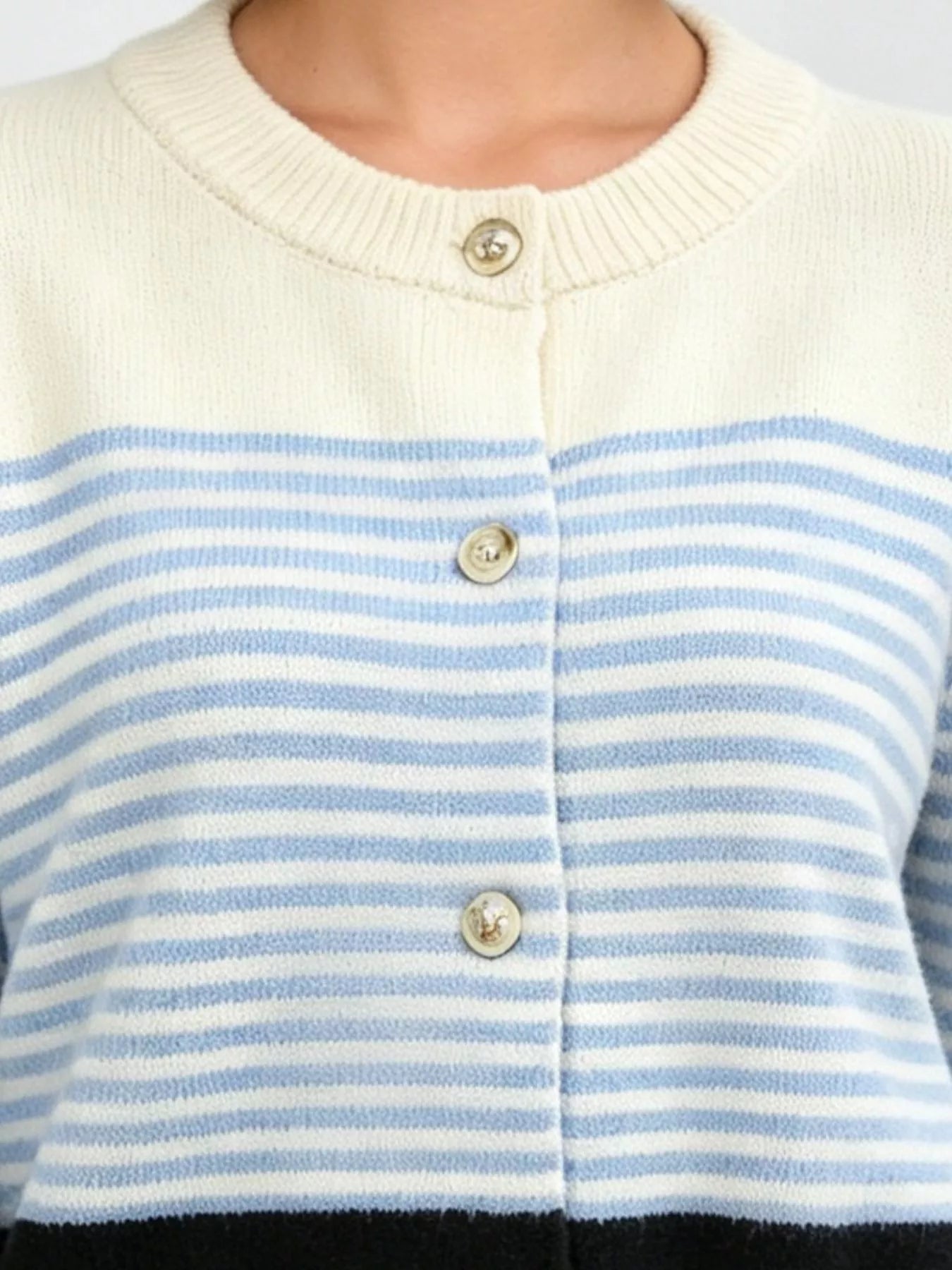 Trendsi Color Block Striped Button Up Cardigan -
