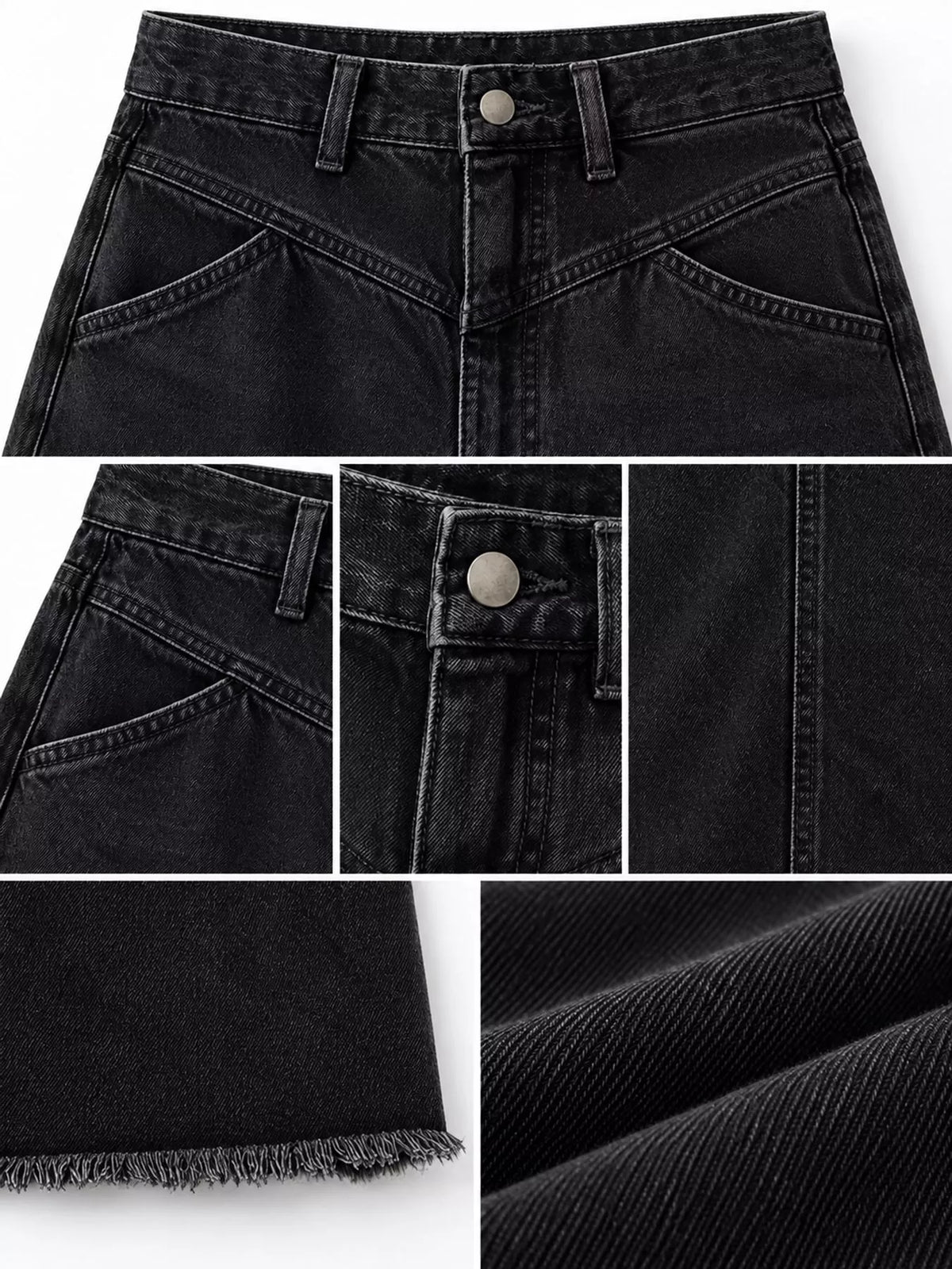 Raw Hem Maxi Denim Skirt — garment construction details