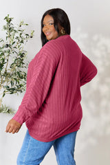 Trendsi Basic Bae Full Size Ribbed Cocoon Cardigan - Shirts