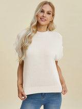 Trendsi Double Take Full Size Mock Neck Short Sleeve Sweater -