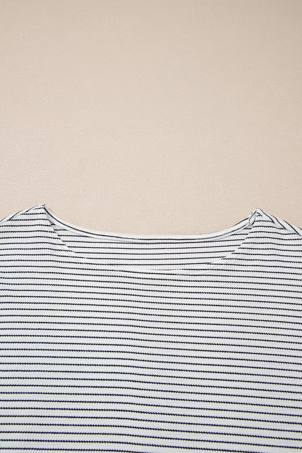 Trendsi Stripe Contrasted Ruffle Trim Loose Long Sleeve Top -