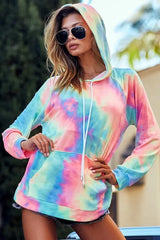 Trendsi BiBi Tie Dye French Terry Hoodie with Kangaroo Pocket -