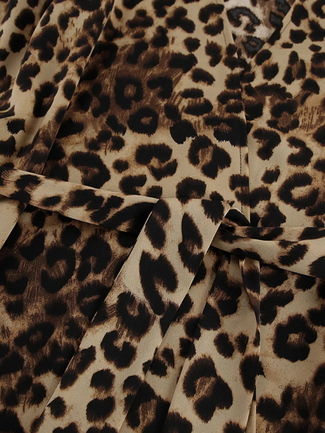 Trendsi Leopard Cardigan and Wide Leg Pants Lounge Set -